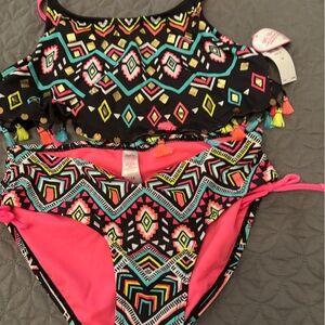 NEW Justice Kids Swim Tankini - Black, Pink, and Multicolor